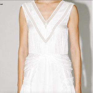 Self-Portrait Ivory White Lace Jacquard V-Neck Dress